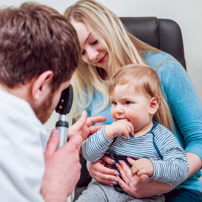 child having eye examination